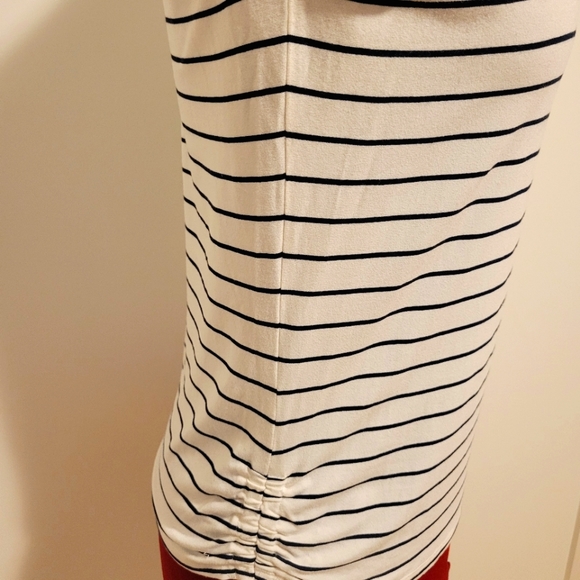 French Dressing Jeans Striped 3/4 Sleeve Ruched Dressy Shirt | Size M - Picture 8 of 9